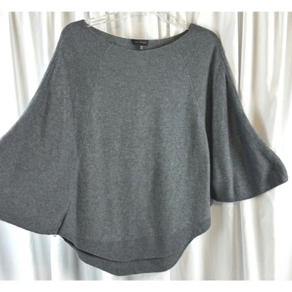 The Limited Gray Boat‎ Neck Batwing Sleeve Poncho Sweater XS/S Oversized 66-23